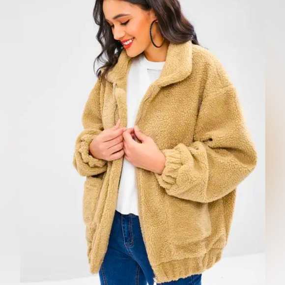 ZAFUL Fluffy Zip-Up Teddycoat - Picture 1 of 5